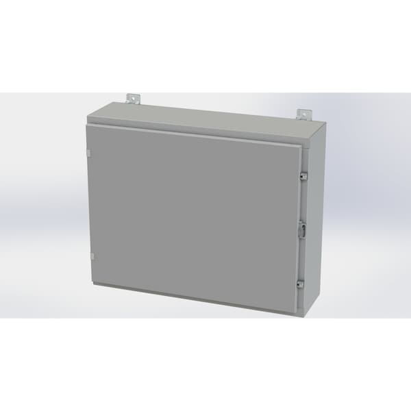Clamps with Padlock Hasp Electrical Enclosures, 24 in H, 8 in D, 30 in W, NEMA 4, Carbon Steel